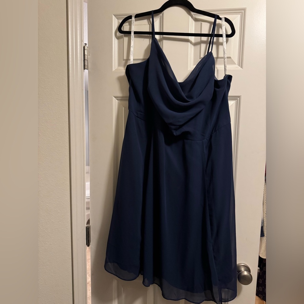 David’s Bridal Chiffon Midi Cowl Neck Bridesmaid Dress